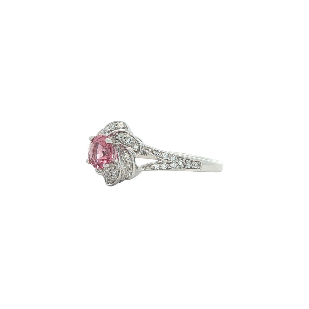 10K White Gold Pink Tourmaline 0.2ctw Diamond Ring