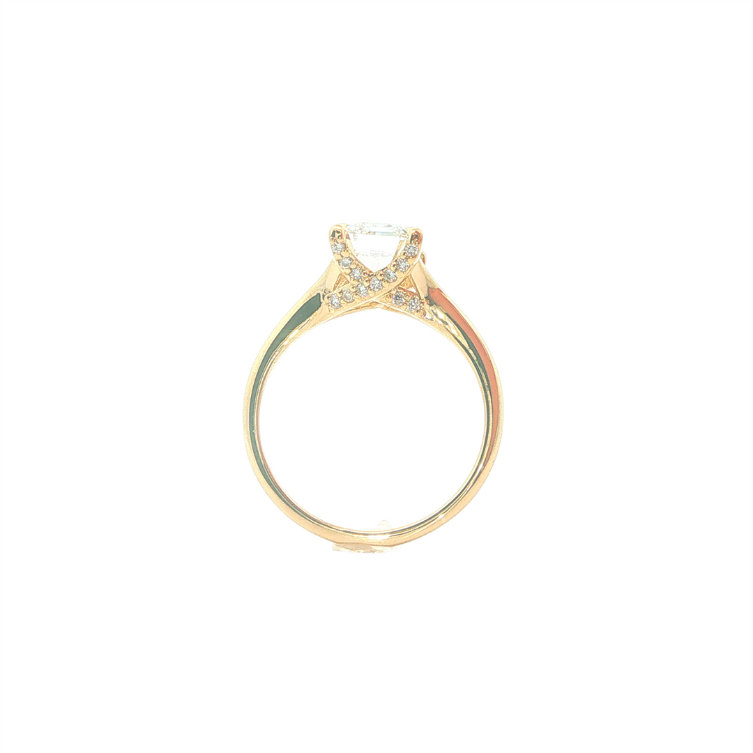 14KT Yellow Gold 2.12cttw Lab Grown Emerald Cut Diamond Engagment Ring