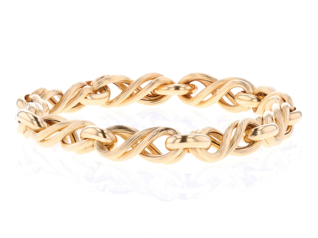 18KT Yellow Gold 8" Figure Eight Hollow Bracelet