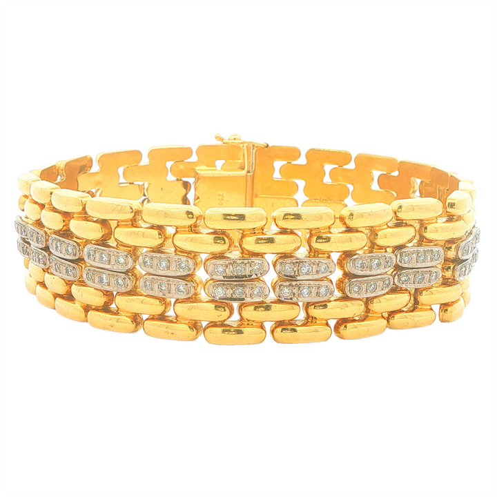 18KT Yellow and White Gold 1.40cttw Diamond Estate Bracelet 8"