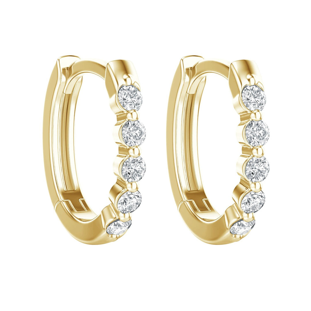 MALO Sterling Silver Yellow Vermal Plating 0.20ctw Diamond Huggie Hoop Earrings
