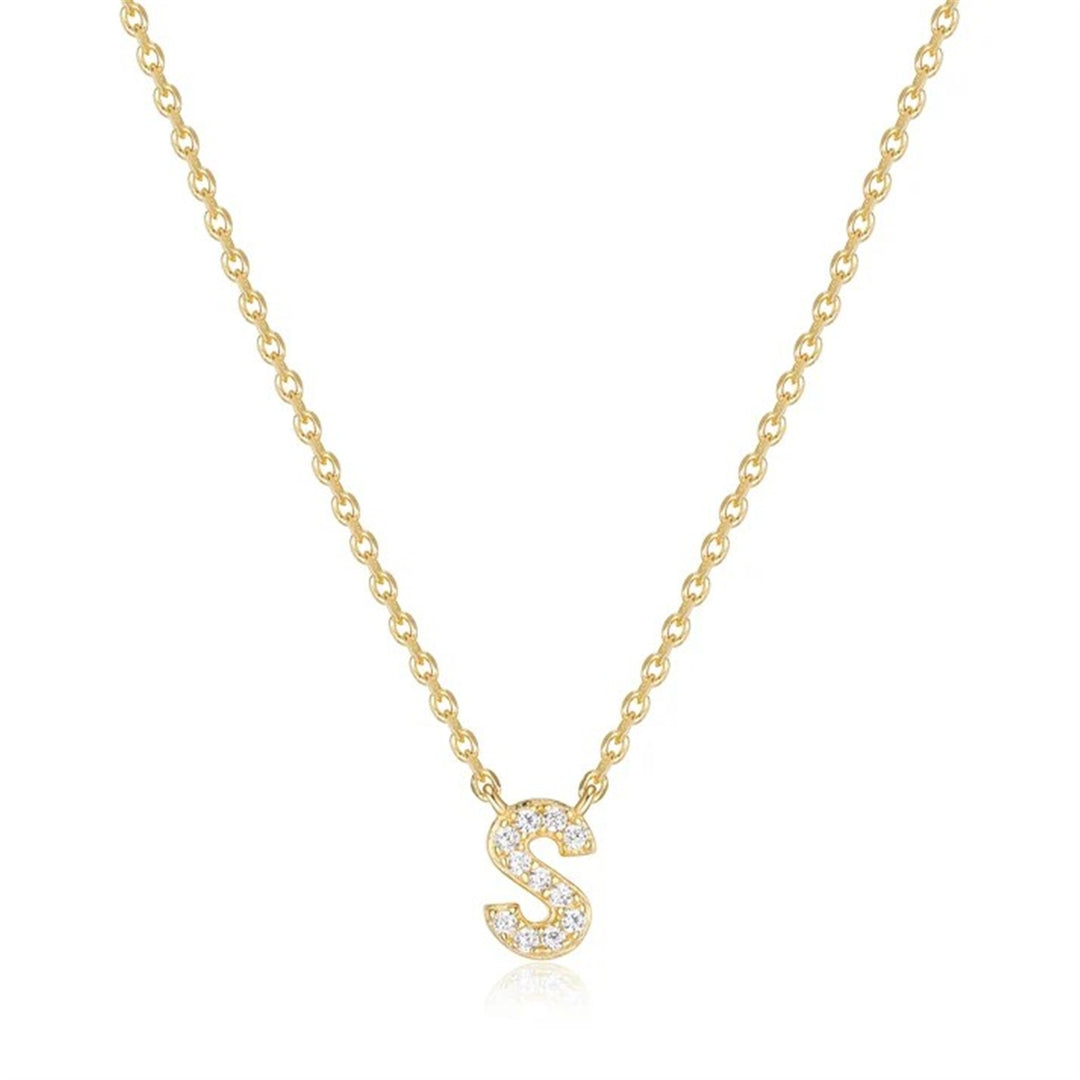 REIGN Sterling Silver Gold Plated CZ "S" 18" Necklace
