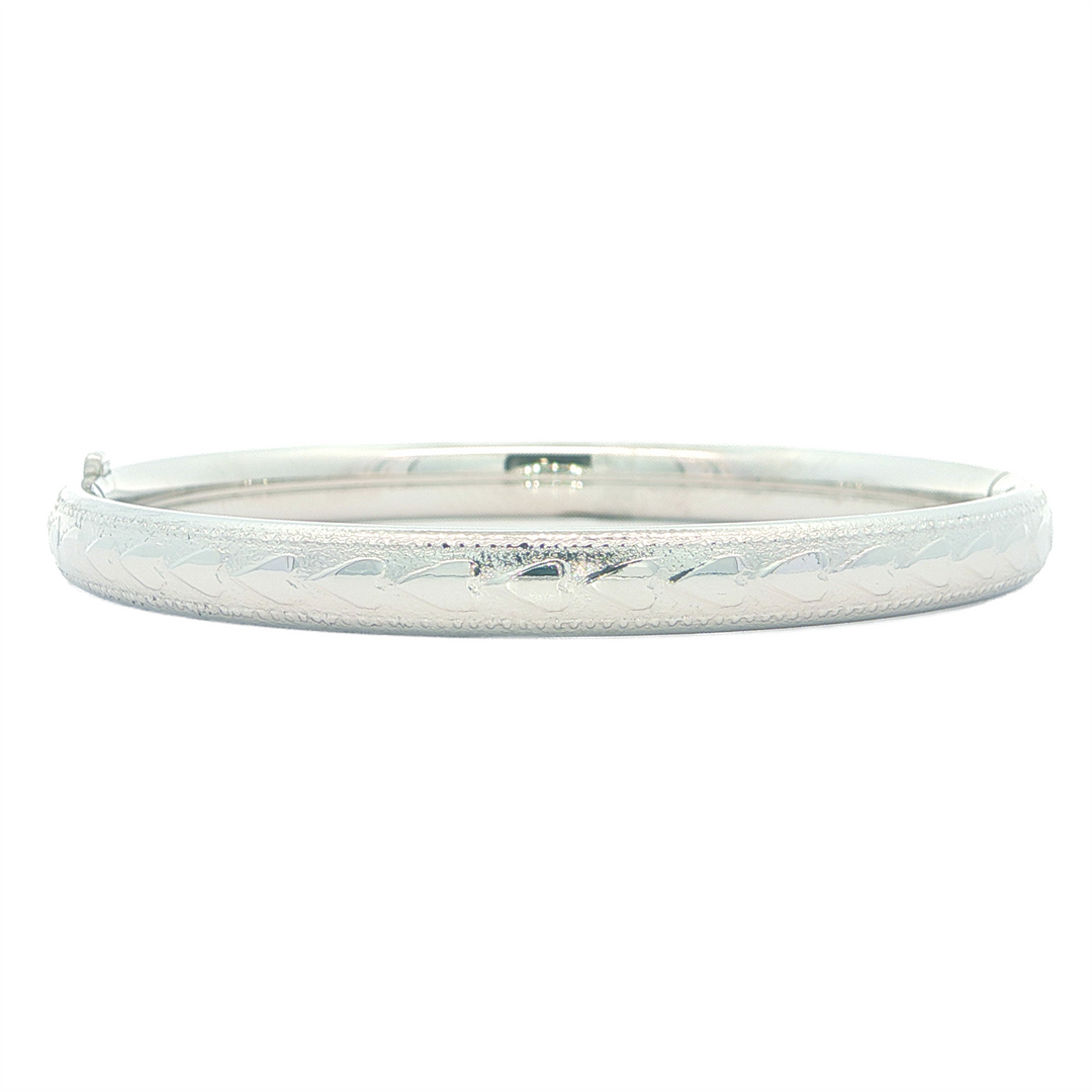 Sterling Silver Heart Embossed Bangle Bracelet