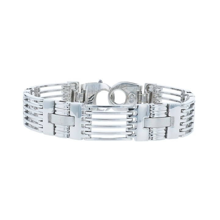 18KT White Gold Rectangular Link Estate Bracelet 8.25"