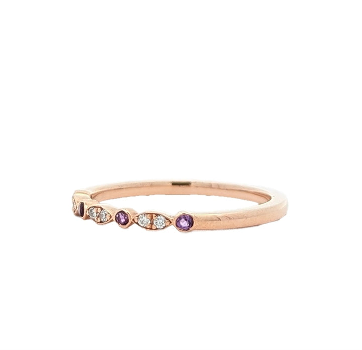 14KT Rose Gold Amethyst and Diamond Ring