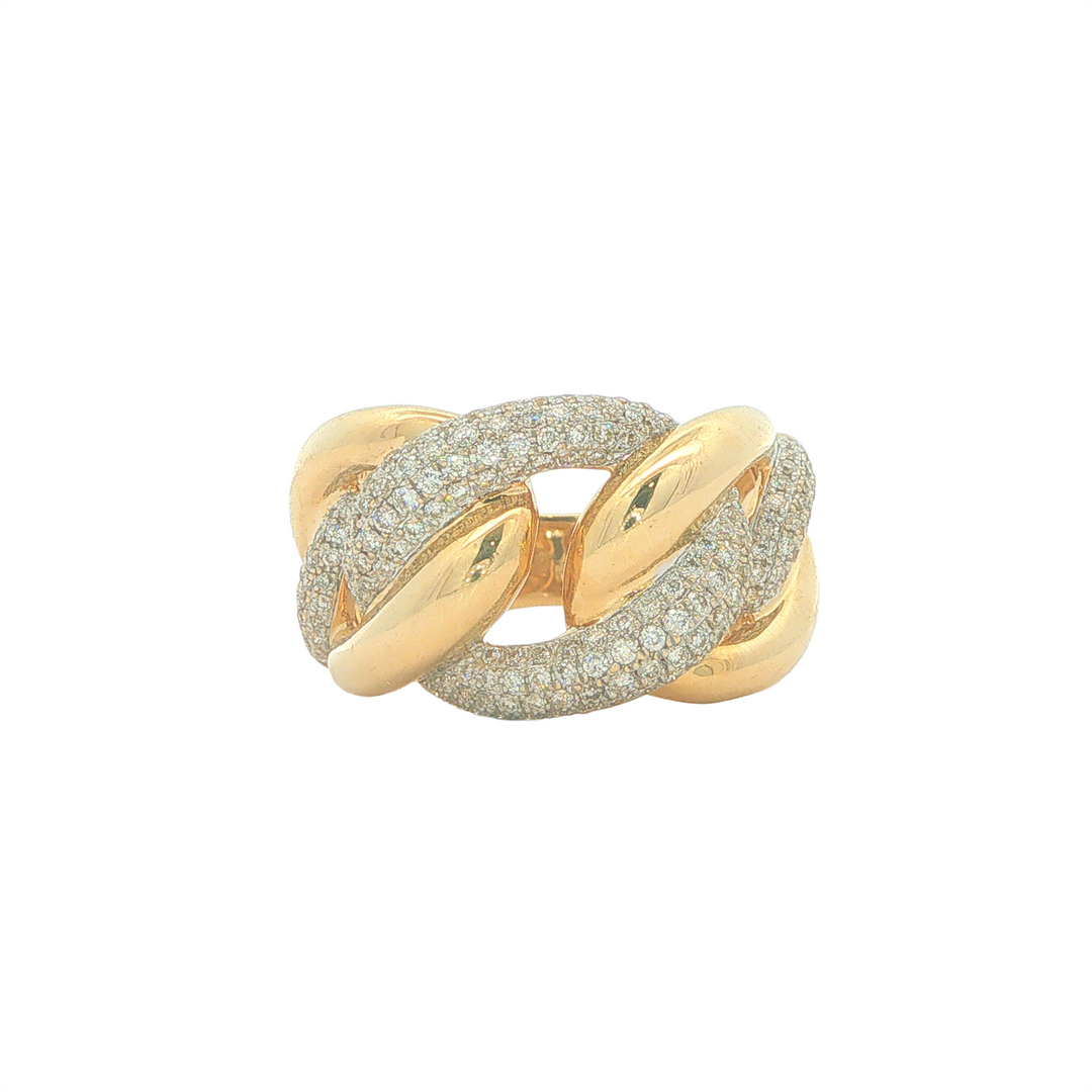 14KT Yellow Gold with Rhodium Plating 0.50cttw Diamond Oval Link Estate Ring