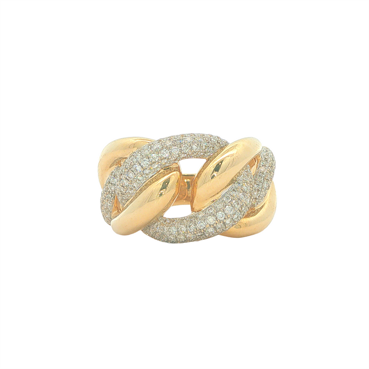 14KT Yellow Gold with Rhodium Plating 0.50cttw Diamond Oval Link Estate Ring