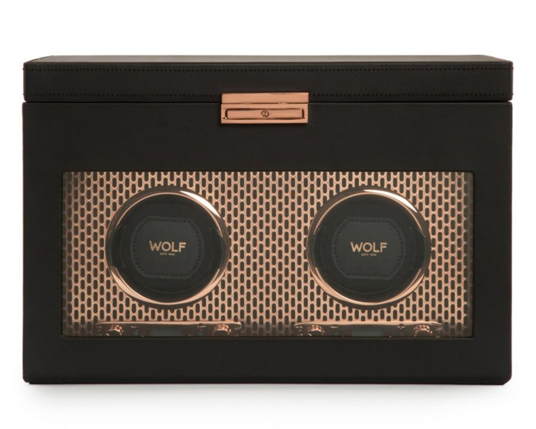 Axis Double Watch Winder with Storage - Copper