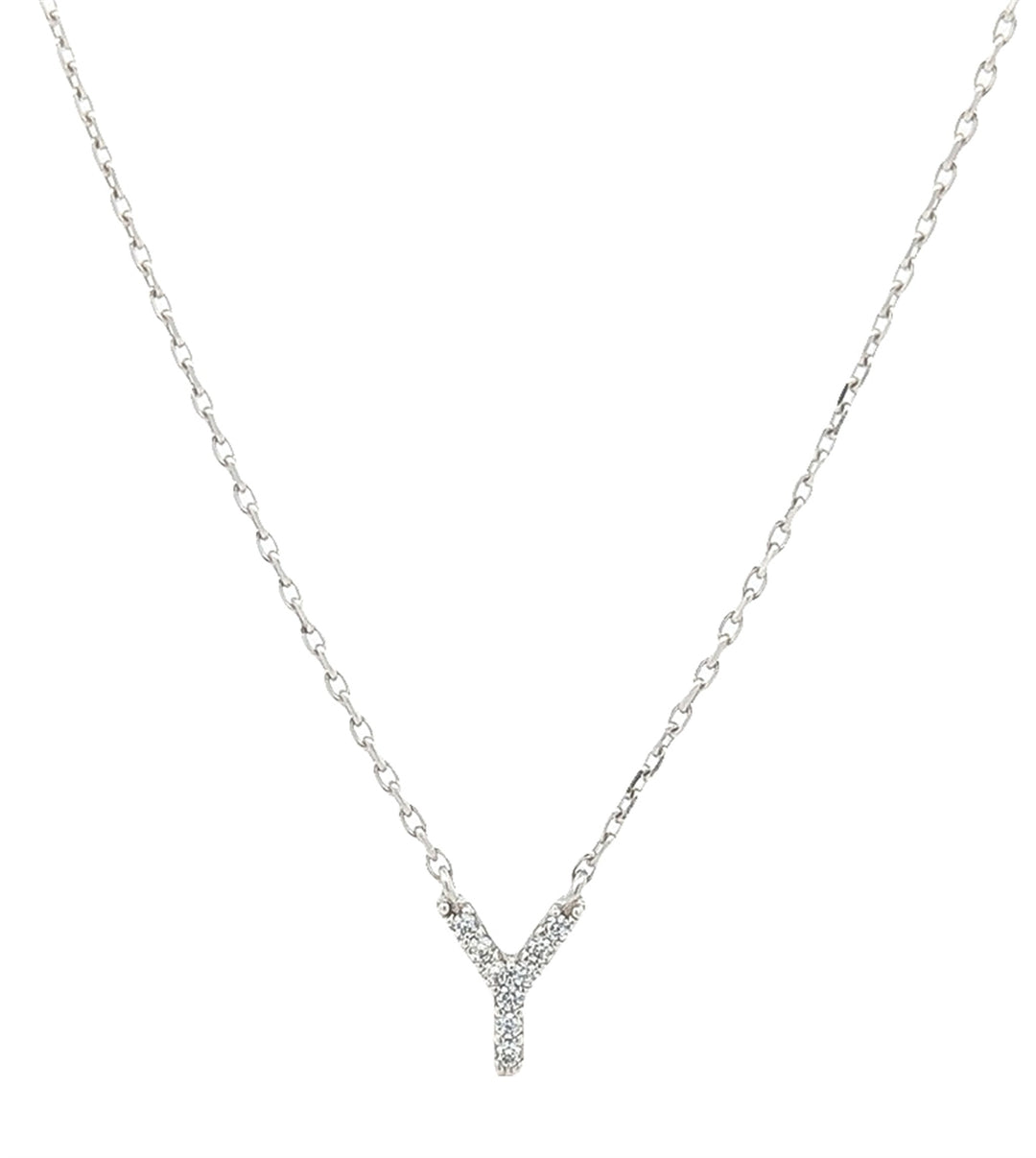 REIGN Sterling Silver CZ "Y" 18" Necklace