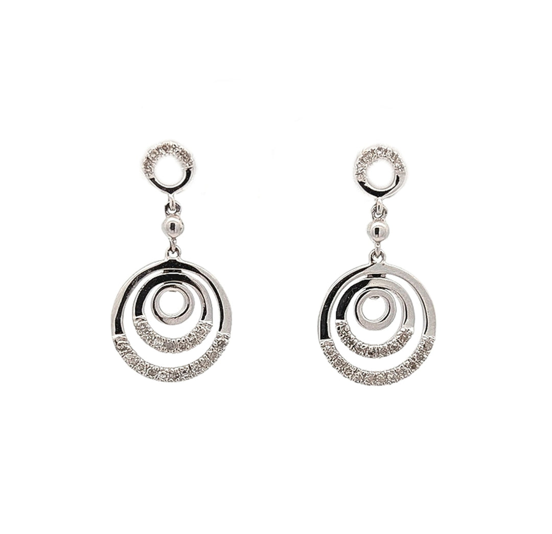 14KT White Gold Diamond Estate Drop Earrings
