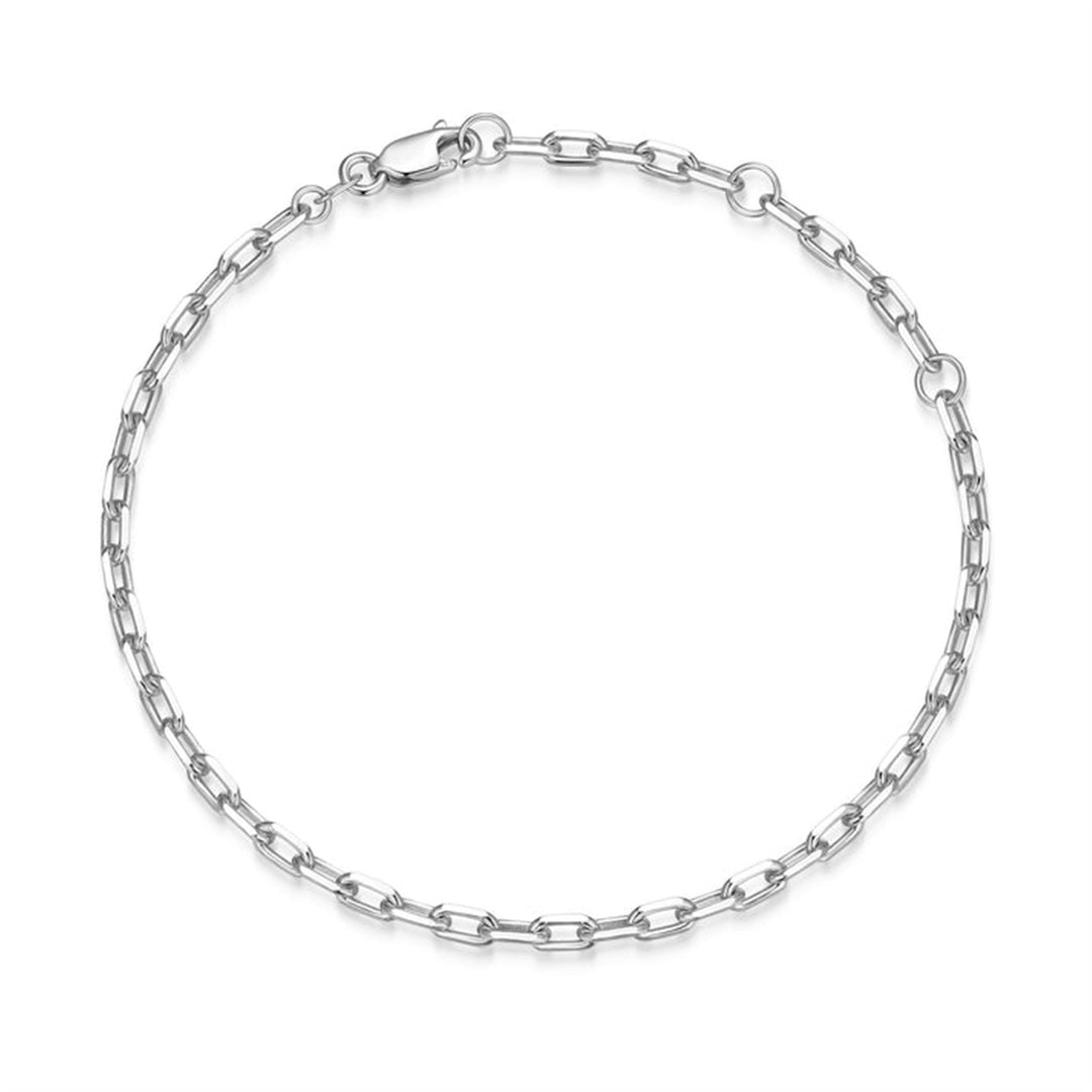 REIGN Sterling Silver Rhodium Plated Faceted Cable Chain Bracelet 6 +1.5"