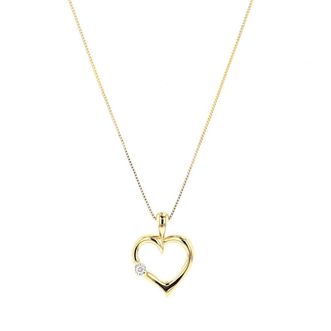 10KT Yellow Gold 0.015ctw Diamond Heart Necklace