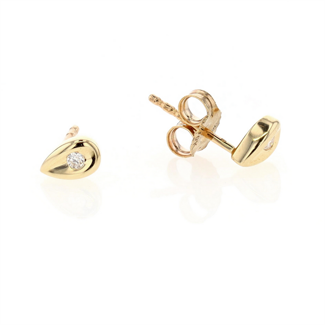 10KT Yellow Gold 0.04ctw Diamond Leaf Stud Earrings