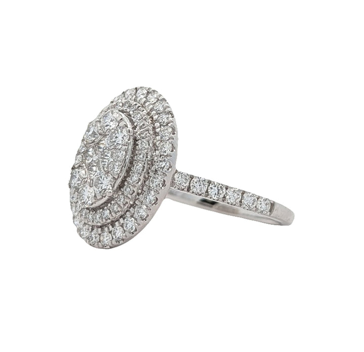 14KT White Gold 1.00ctw Diamond Estate Cluster Ring