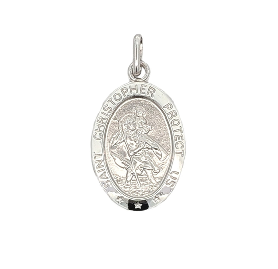 10KT White Gold Medium St. Christopher's Pendant