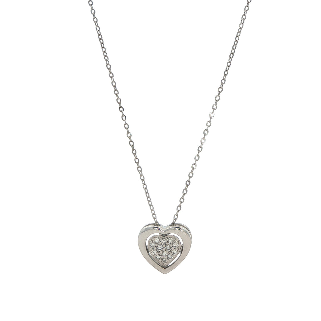 10KT White Gold 0.05ctw Diamond Heart Necklace