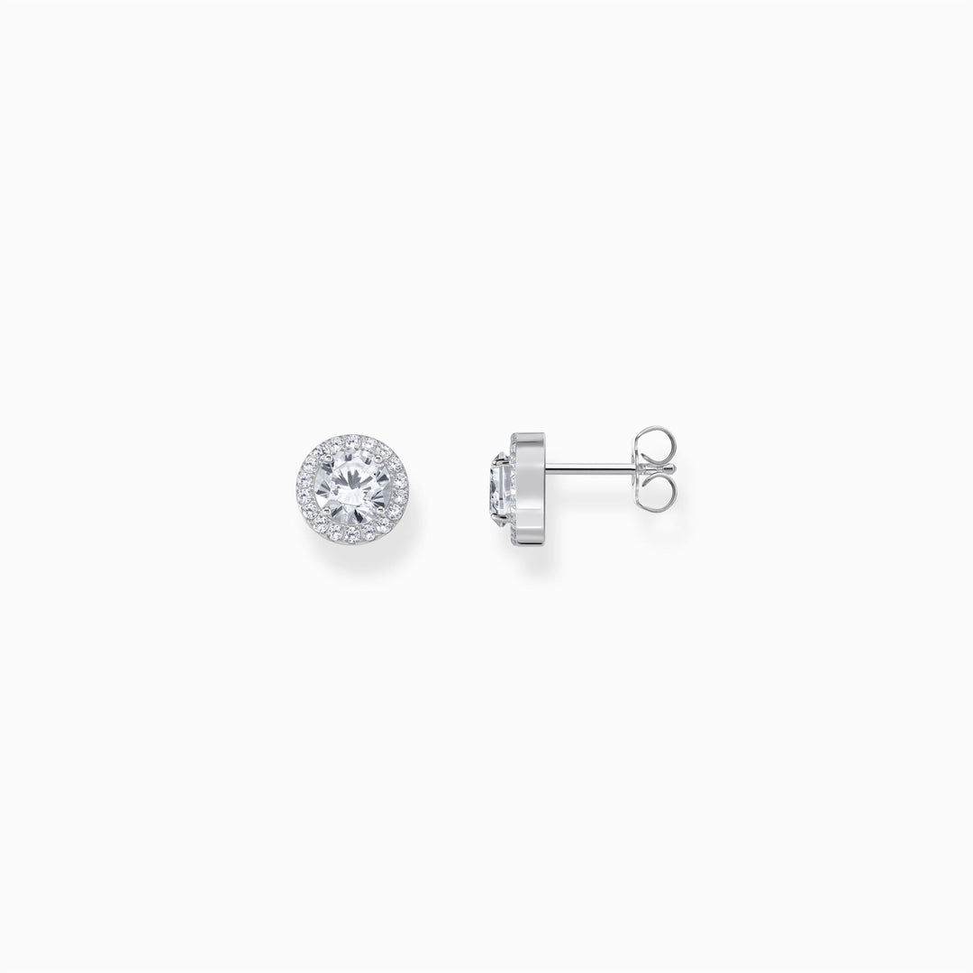Thomas Sabo Silver Halo Ear Studs With White Zirconia In Brilliant Cut
