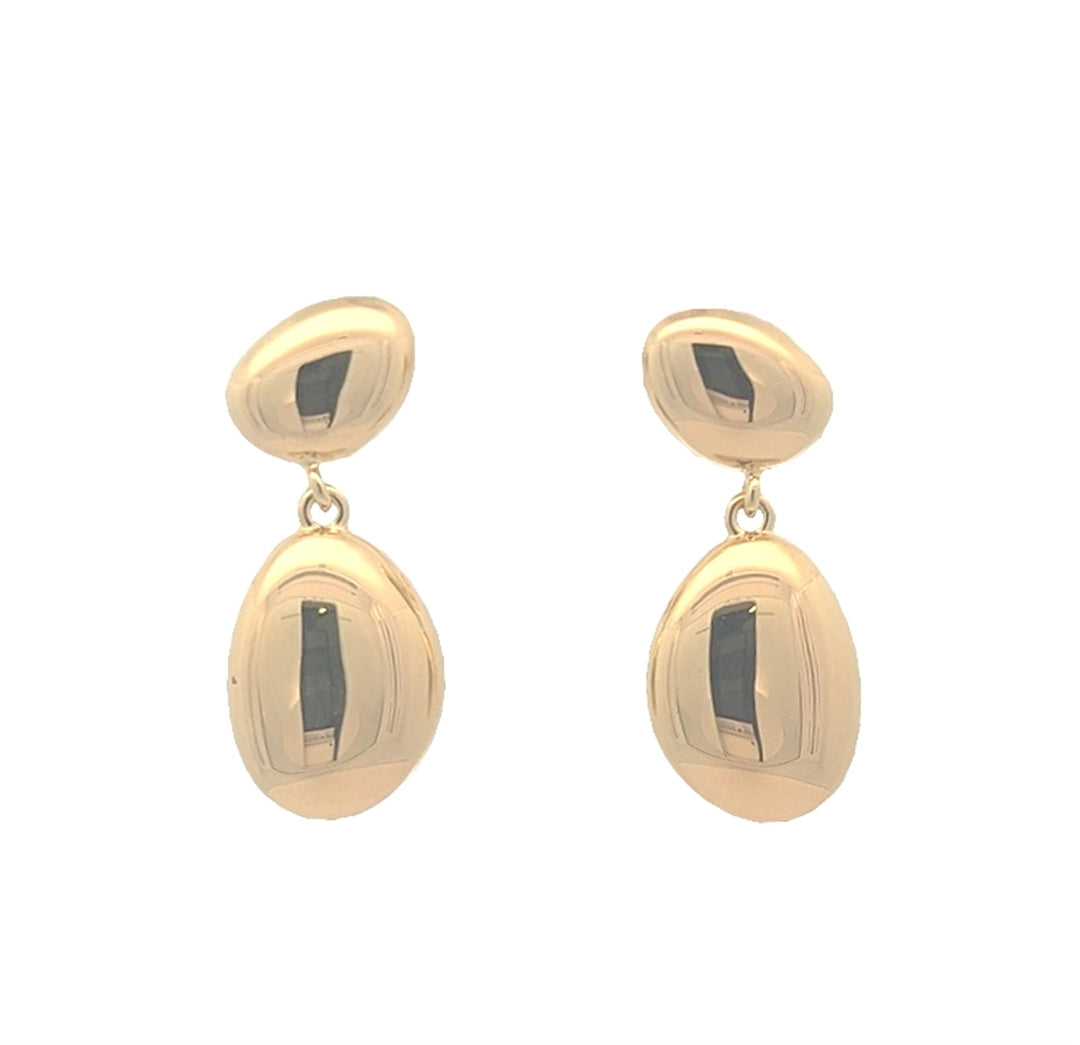 REIGN Sterling Silver Gold Plated Pebble Drop Earrings