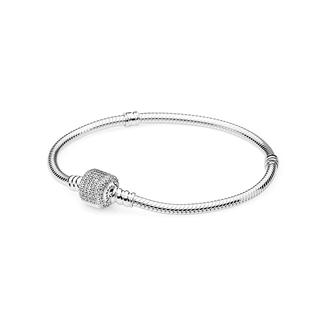 Sterling Silver w/ Signature Clasp, Clear CZ