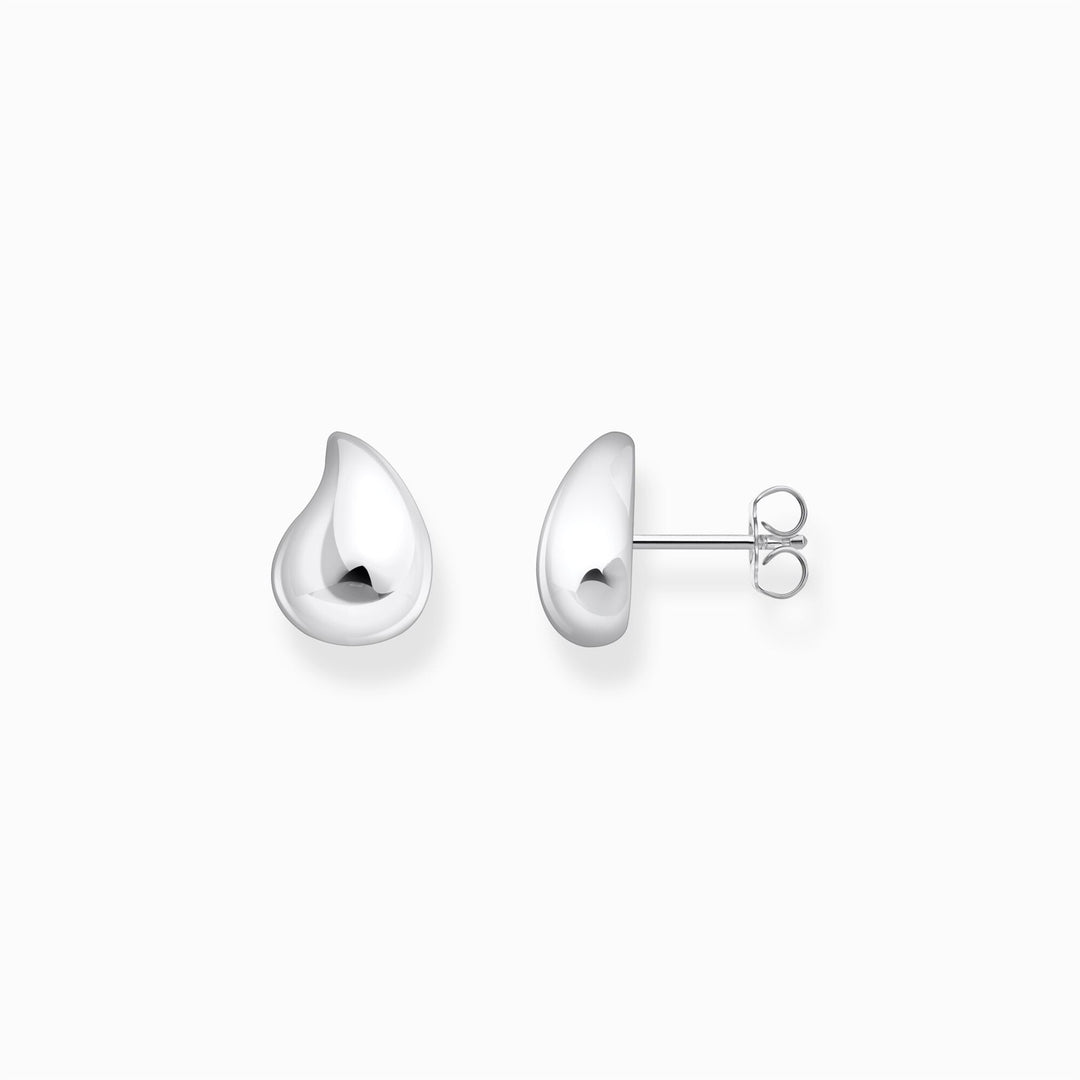 Small Sterling Silver Ear Studs In Organic Shape