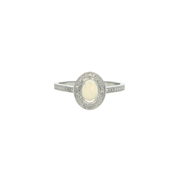 10K White Gold Opal Diamond Ring