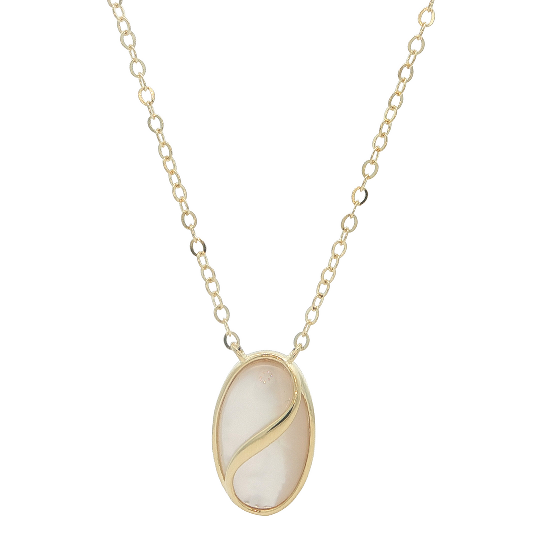 ELLE Sterling Silver Gold Plated "Twist" Mother of Pearl Necklace 18+2"