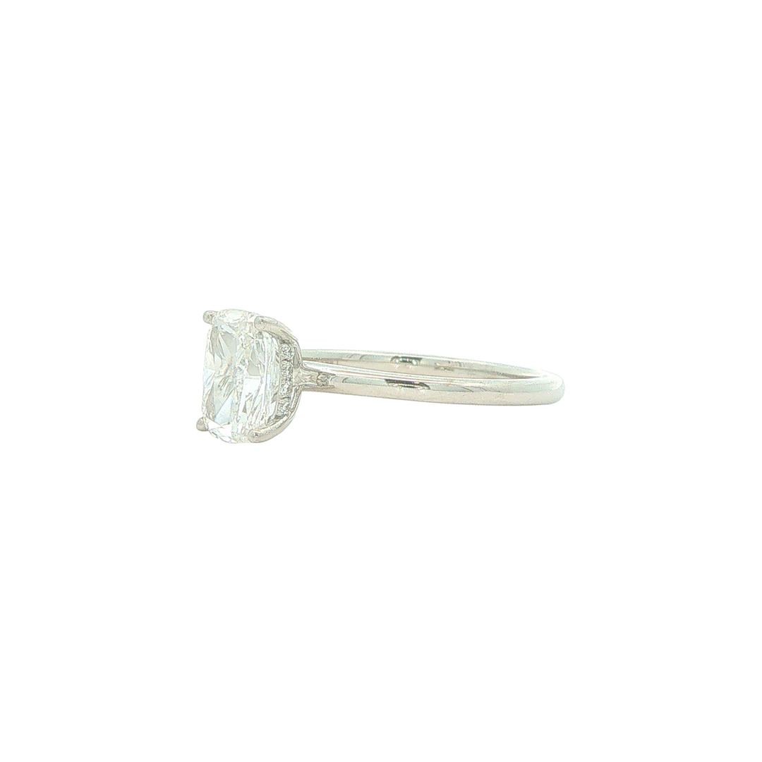 14KT White Gold 1.58ctw Lab Grown Rectangular Cushion Cut Diamond Engagment Ring with Hidden Halo
