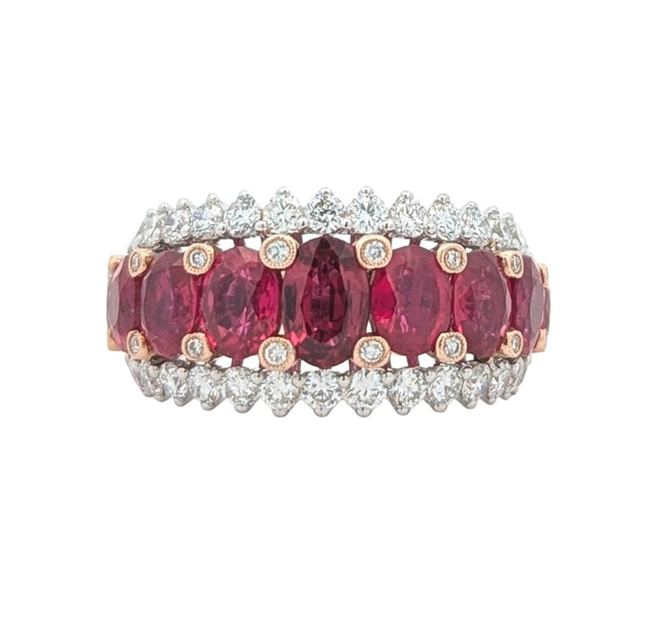 18KT White and Rose Gold Natural Ruby and 0.99ctw Diamond "Simon G" Estate Ring