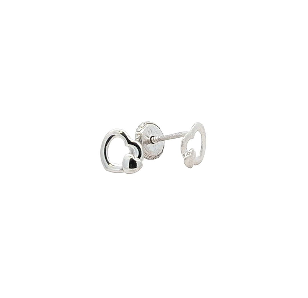 10K White Gold Heart Children's Stud Earrings
