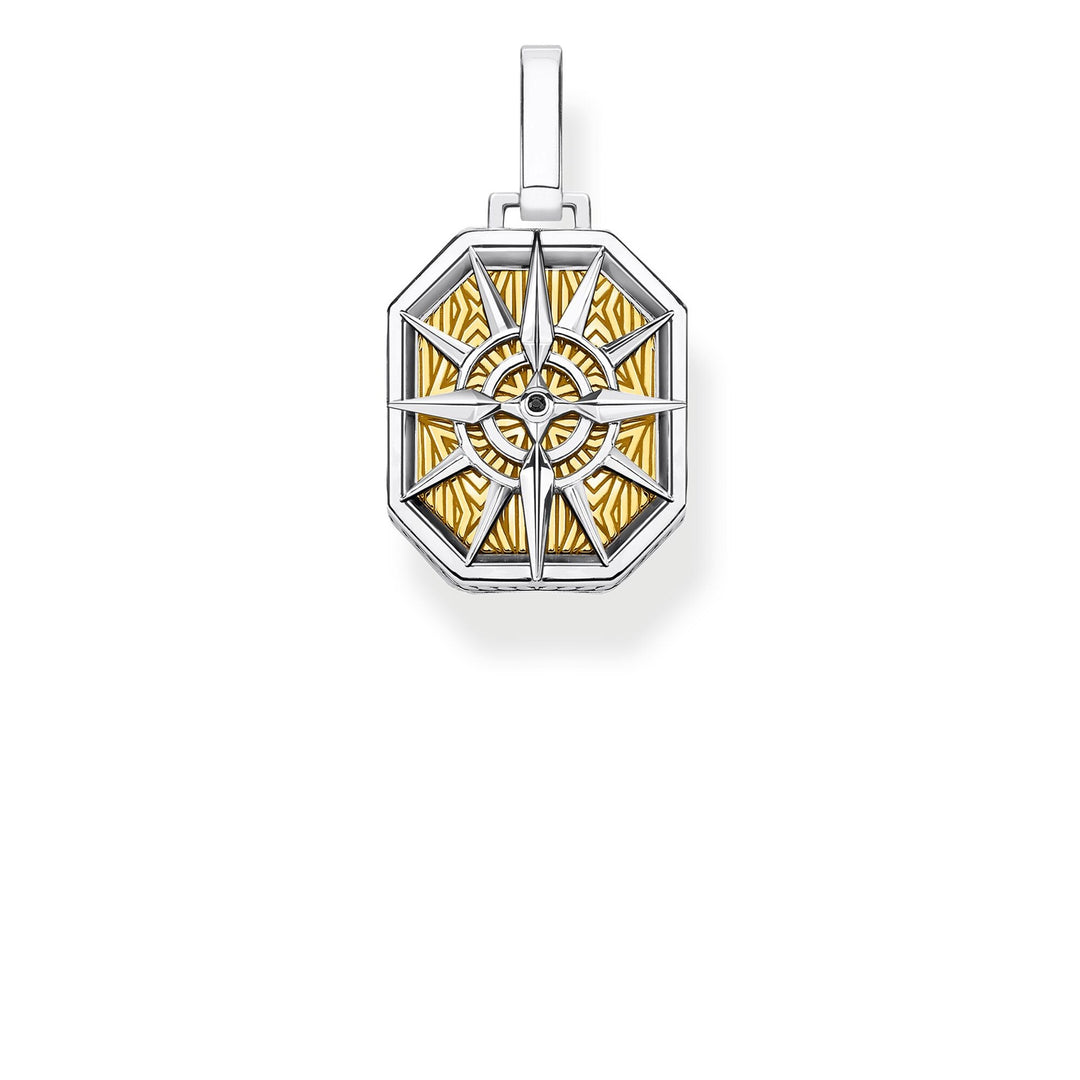 Sterling Silver Two-Toned Compass Pendant