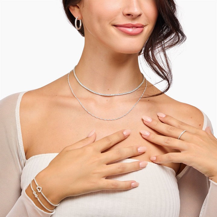 Thomas Sabo Sterling Silver Necklace With White Zirconia Stones