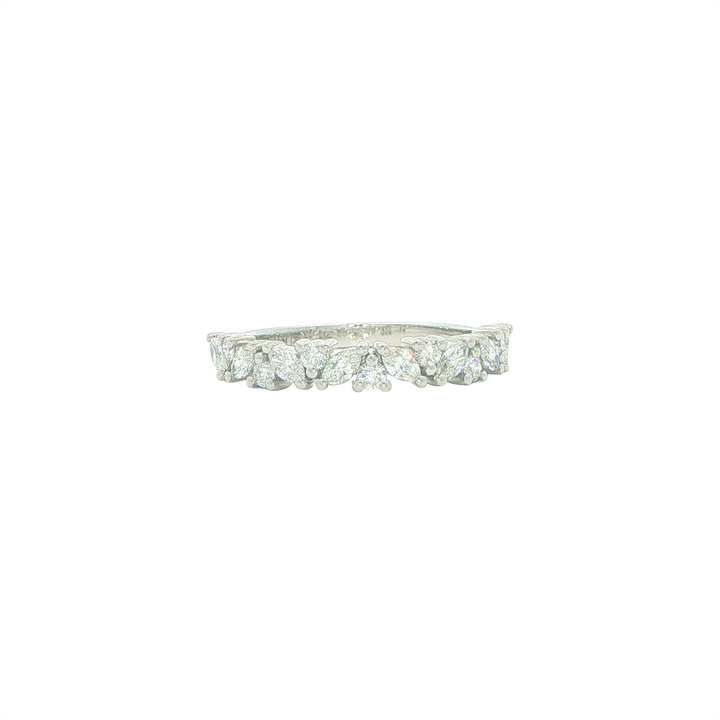 14K White Gold Stackable Alternating Marquise and Round0.46ctw Diamond Band