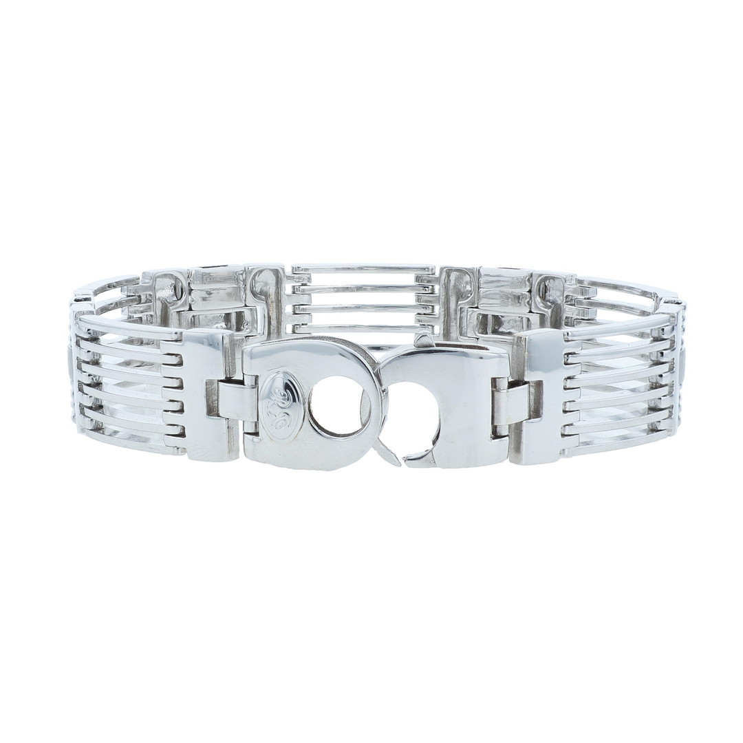 18KT White Gold Rectangular Link Estate Bracelet 8.25"