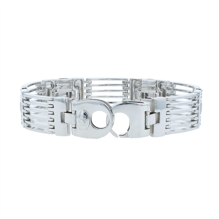 18KT White Gold Rectangular Link Estate Bracelet 8.25"