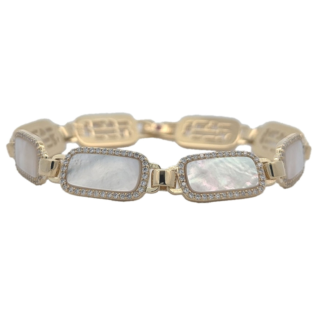 ELLE "Allure" Gold Plated Sterling Silver Mother Of Pearl Bracelet
