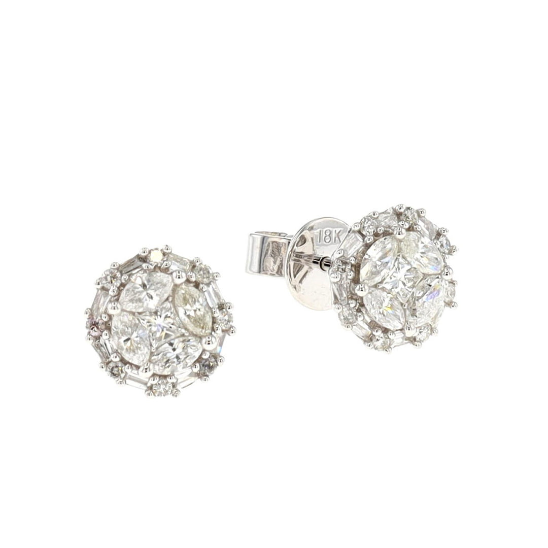 18KT White Gold 0.55ctw Diamond Estate Stud Earrings