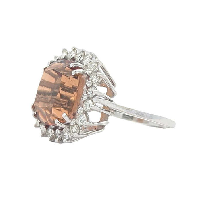 14KT White Gold Natural Dravite Tourmaline and 0.61ctw Diamond Estate Ring