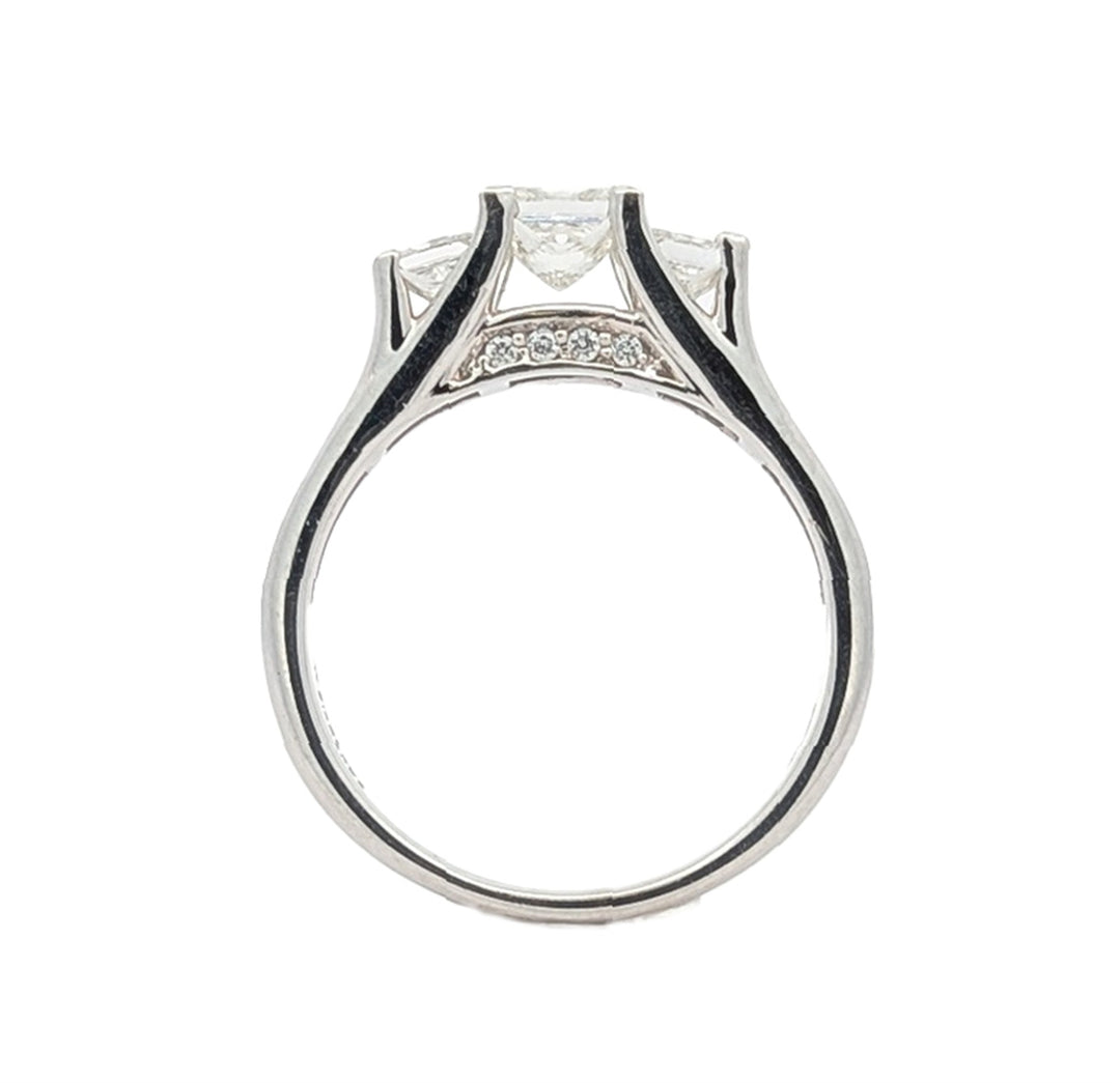 18KT White Gold 1.49ctw Canadian Princess Cut Diamond Ring