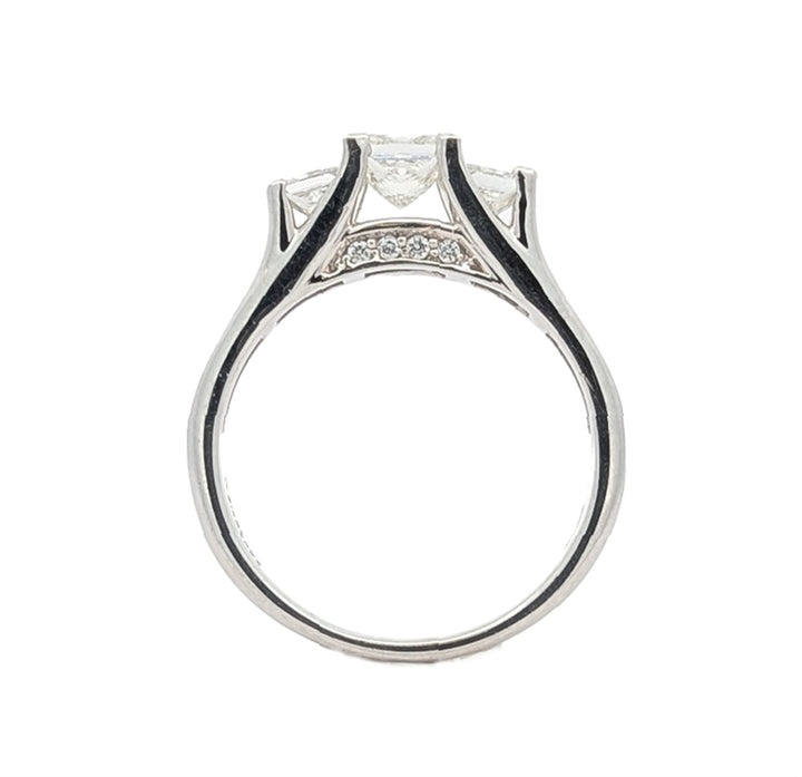 18KT White Gold 1.49ctw Canadian Princess Cut Diamond Ring