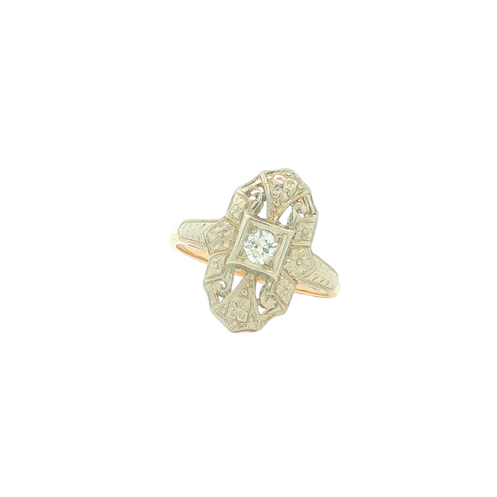 14-18KT Yellow & White Gold 0.15cttw Diamond Vintage Estate Ring