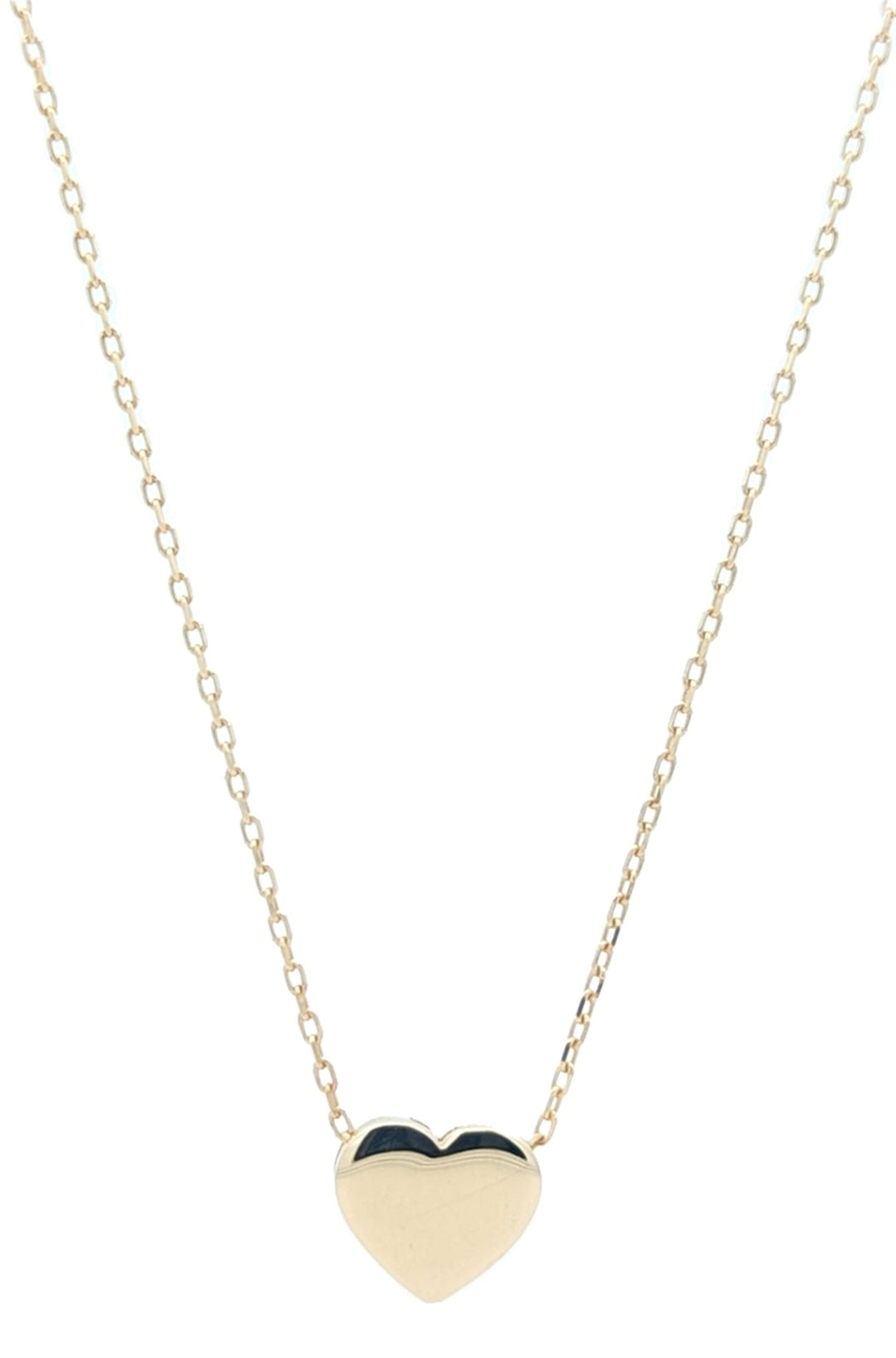 10K Yellow Gold 17" Cable Chain Heart Necklace