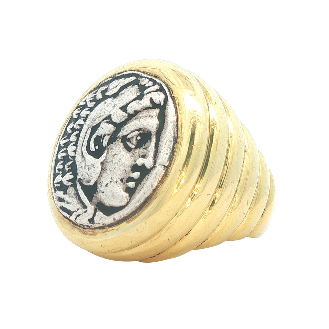 18K Yellow and Sterling Silver Tetradrachm Coin Ring