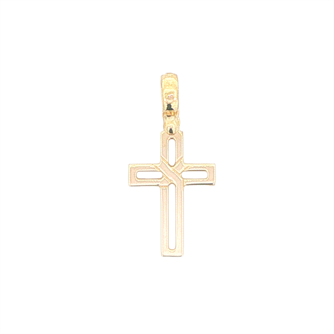 10K Yellow Gold Open-Work Cross Pendant (2 x 1 1/ 2 cm)