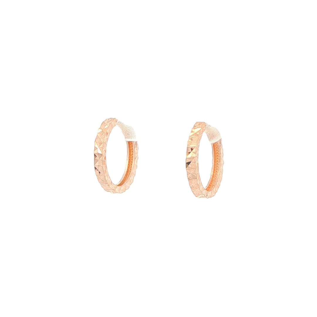 10KT Rose Gold Diamond Cut 14mm Huggie Earrings