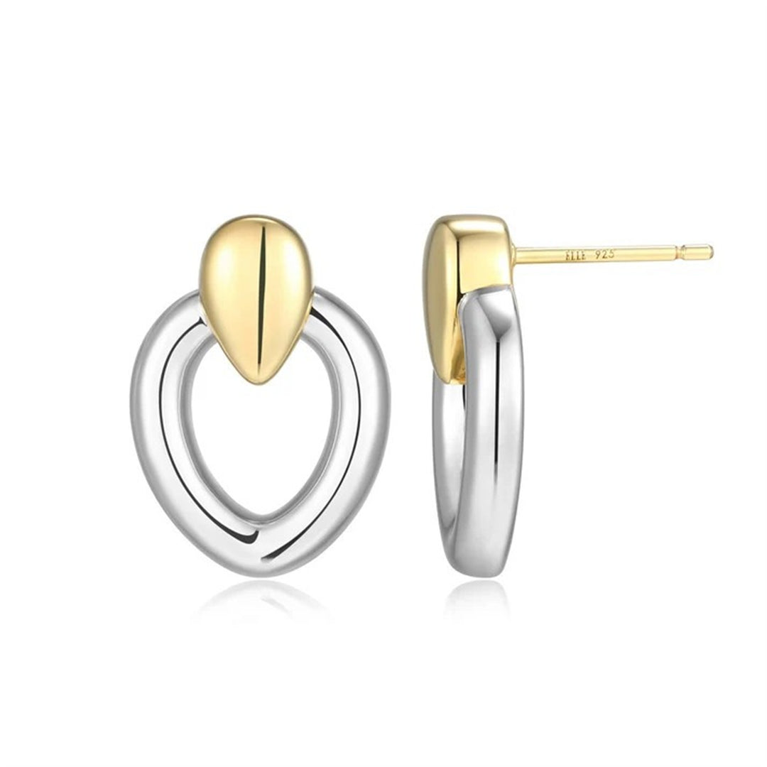 ELLE Sterling Silver Rhodium and Gold Plated "Celeste" Earrings
