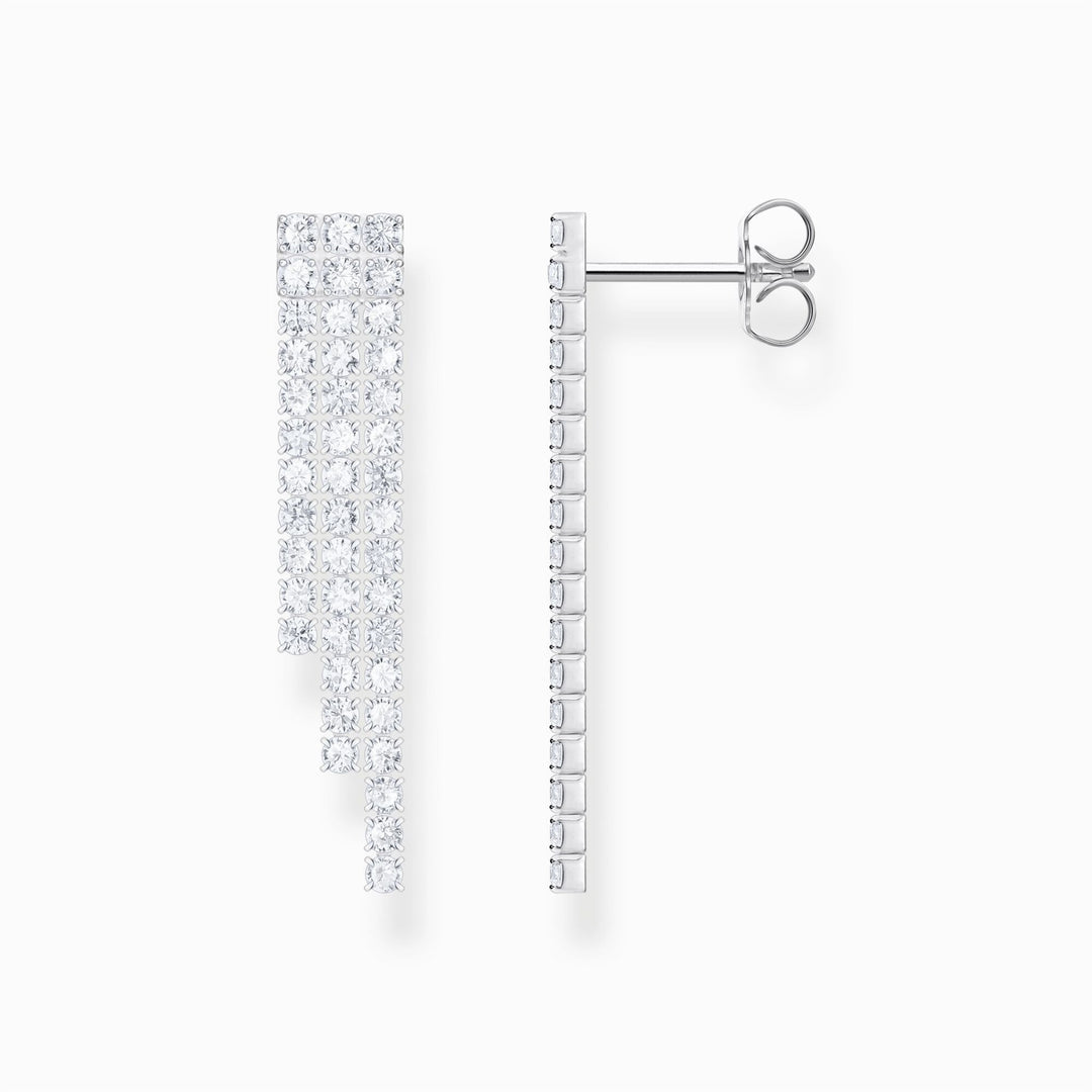 Thomas Sabo Sterling Silver Earrings In Waterfall Design With White Zirconia