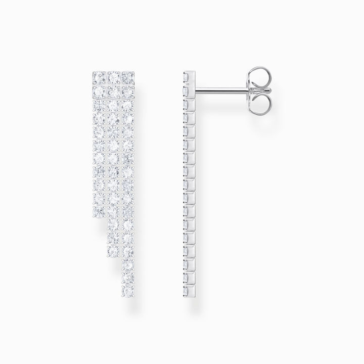 Thomas Sabo Sterling Silver Earrings In Waterfall Design With White Zirconia