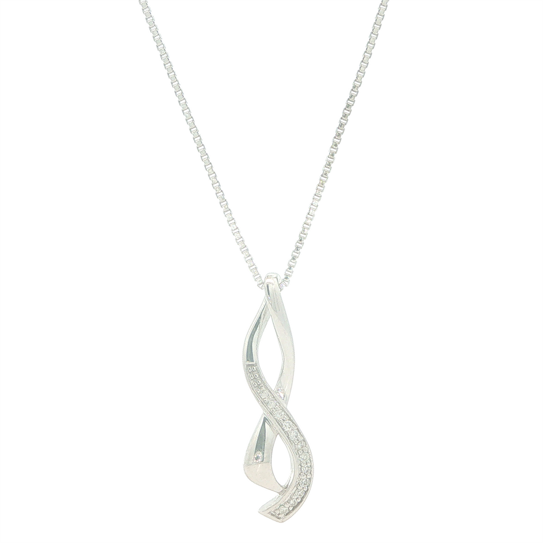 Sterling Silver 0.05cttw Diamond Tie Pendant Necklace 18"