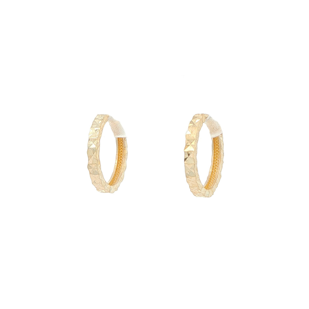 10KT Yellow Gold Diamond Cut 14mm Huggie Earrings