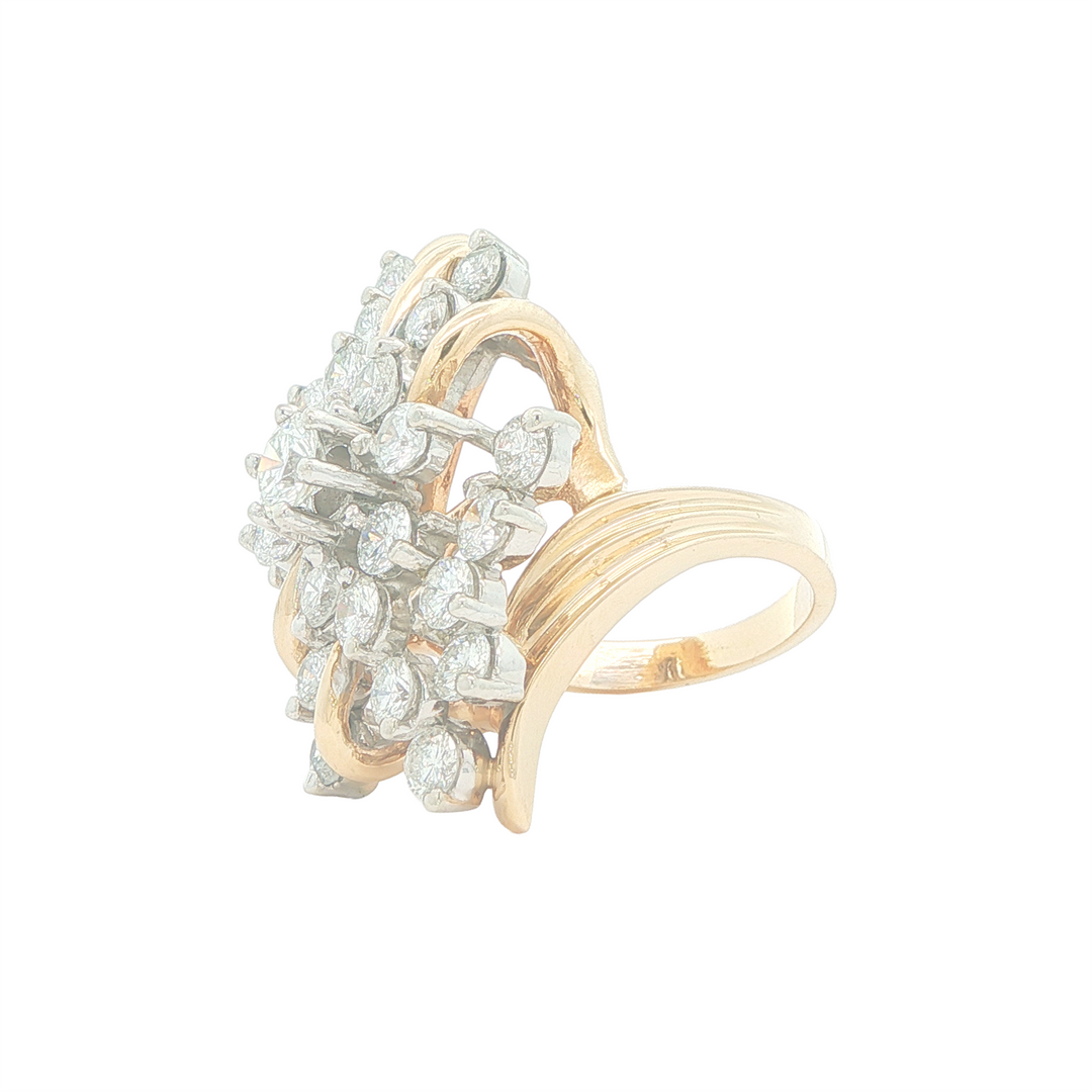14KT Yellow and White Gold 3.00tcw Diamond Cluster Ring